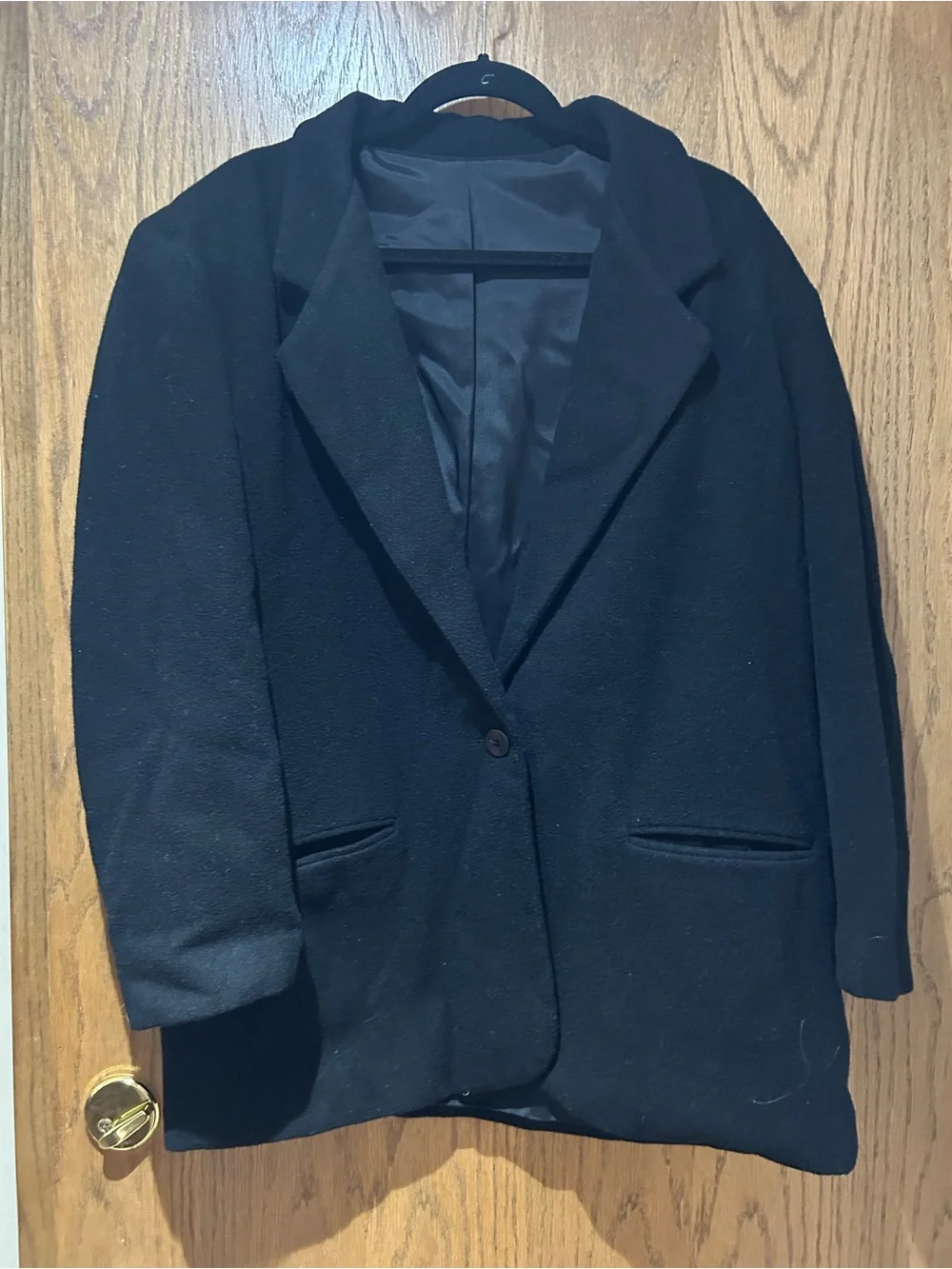Men's Wool Black Single-Button Blazer